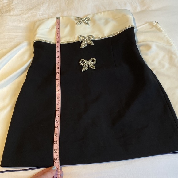 Self-Portrait Black And White Crepe Bow Mini Dress - Picture 14 of 14